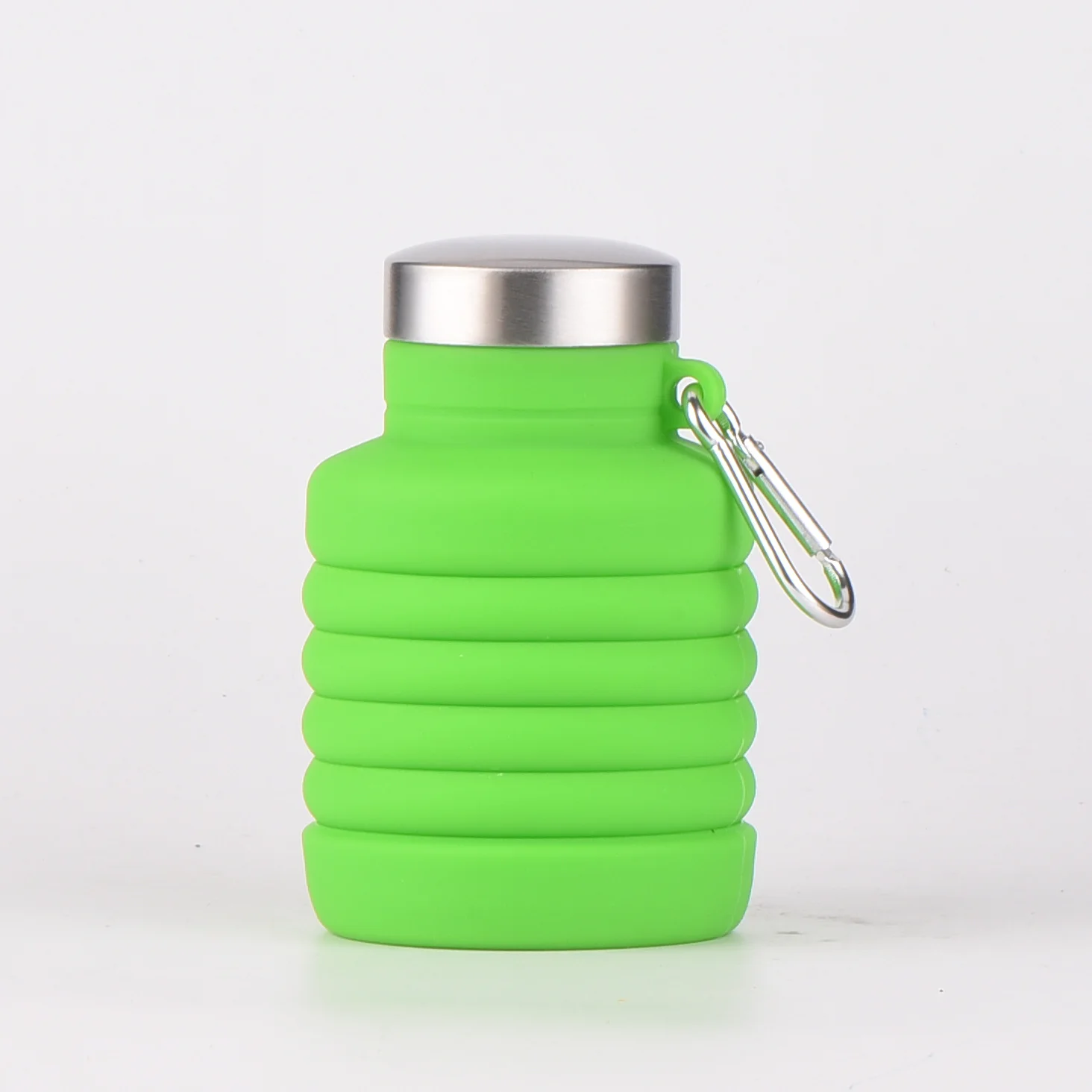 Wholesale Silicone Water Bottle with Carabineer Clip Custom Foldable Bottle