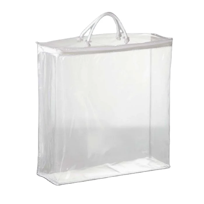Wholesale Transparent PVC Plastic Zipper Bags for Pillow Quilt Packaging Bags with Handle Transparent Comforter Bag