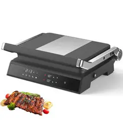 Smart Appliances Digital Grill with Colorful LED Display Panel Detachable Non Stick Plate 3 in 1 Waffle Flat Plate Press Grill