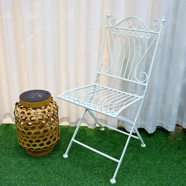 Outdoor garden Bistro Cafe Vintage Square Metal Wrought Iron Folding Dining chairs