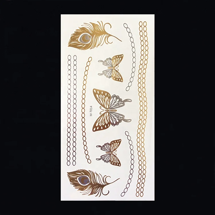 Water Transfer Temporary Body Flash Metallic Gold Tattoo Sticker For Women