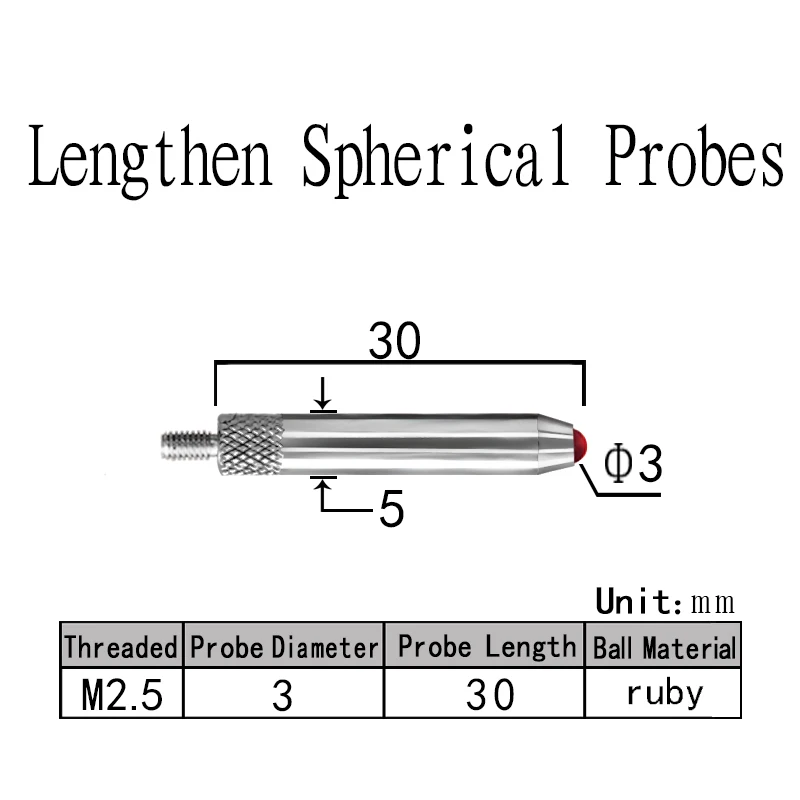 New probe altimeter M2.5 diameter 3mm non standard custom lengthened tungsten steel ruby ball probe
