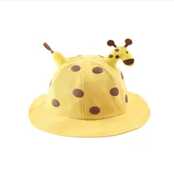 Girls Boys Cute Animal Bucket Hat Spring Summer Giraffe Embroidered Fisherman Sun Protective Hat Kids Cotton Mesh Bucket Hat