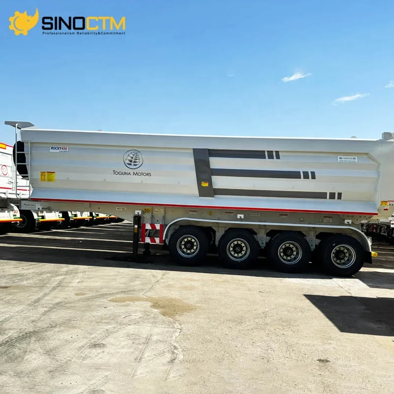 3/4 Axle 30CBM 100ton Semi-Trailer for Transport Rear Tipping Dump Trailer for Moving Sands Stones