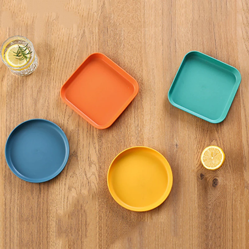 Милые винтажные фруктовые тарелки, небьющиеся квадратные обеденные тарелки, набор пластиковых тарелок