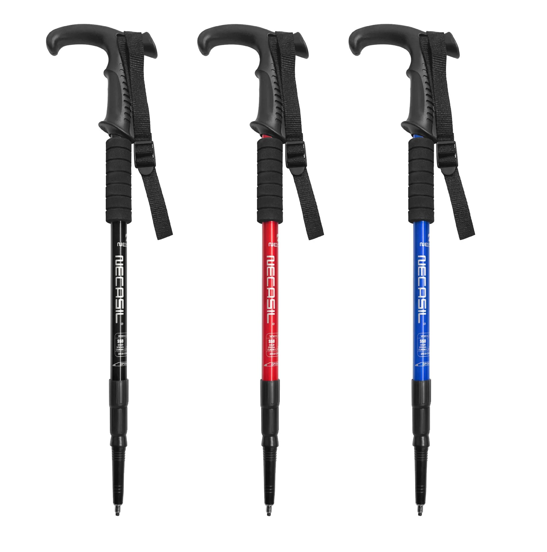 4 Section Aluminum alloy 6061 trekking pole Collapsible Lightweight Anti Shock Hiking Adjustable Hiking Pole for Men and Women