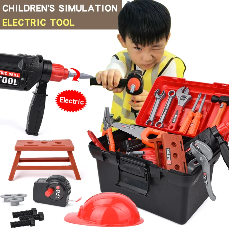 Прямая поставка с фабрики, имитация инструмента, роллер, отвертка, гаечный ключ, детский игровой ящик для инструментов, набор игрушек