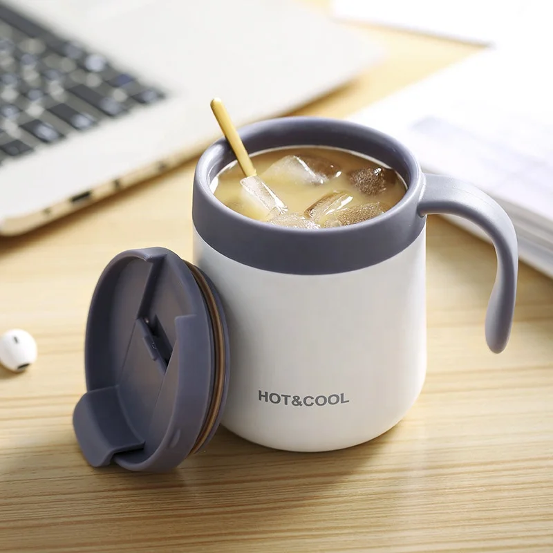 Insulated Coffee Mug with Handle 12/17 Ounce Stainless Steel Tumbler with Lid Multi Colors Metal Thermal Cup