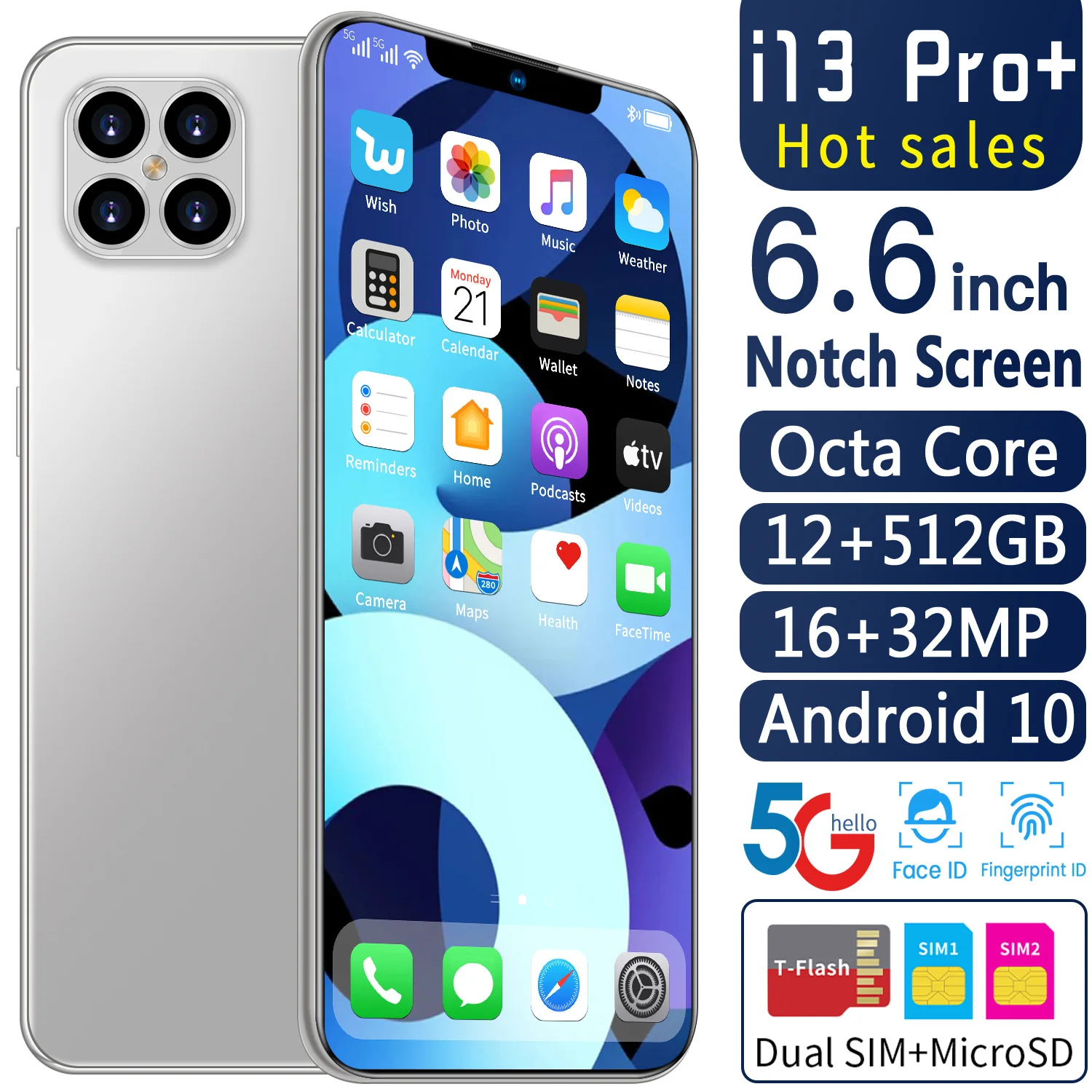I13 Pro + трансграничной 6 Inch 8 256GB смартфон производителей Прямая поставка мобильного телефона