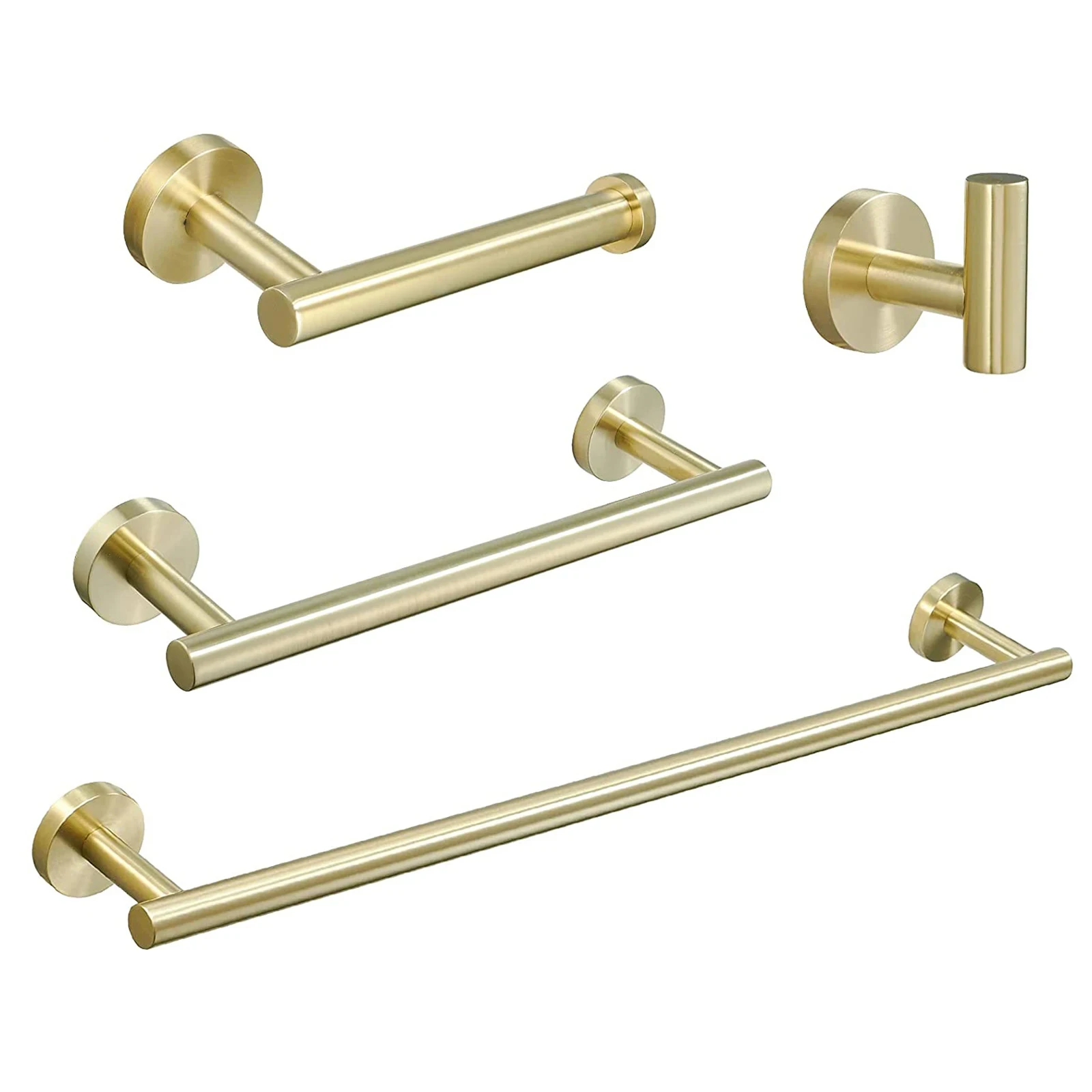 Stainless steel hardware brushed gold wall mount tissue hook bath single roll toilet bathroom accessories towel bar set