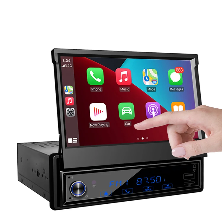 MCX Android 10 Автомобильный плеер 1 Din 7 'Выдвижной емкостный сенсорный экран монитор DVD MP5 + 12 ИК камера заднего вида