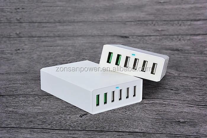 OEM 6 multi ports 60W QC3.0 Smart IC 2.4A USB Travel Desktop Mobile Phone Charger