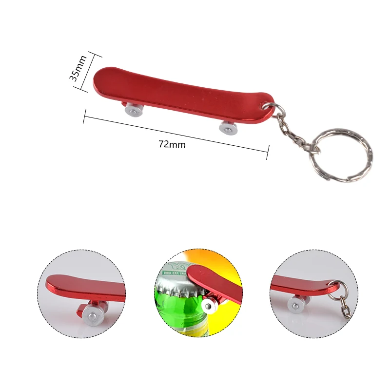 Multifunctional Outdoor EDC Opener Cute Skateboard Metal Bottle Opener Keychain Keyring Beer Bar Tool Christmas