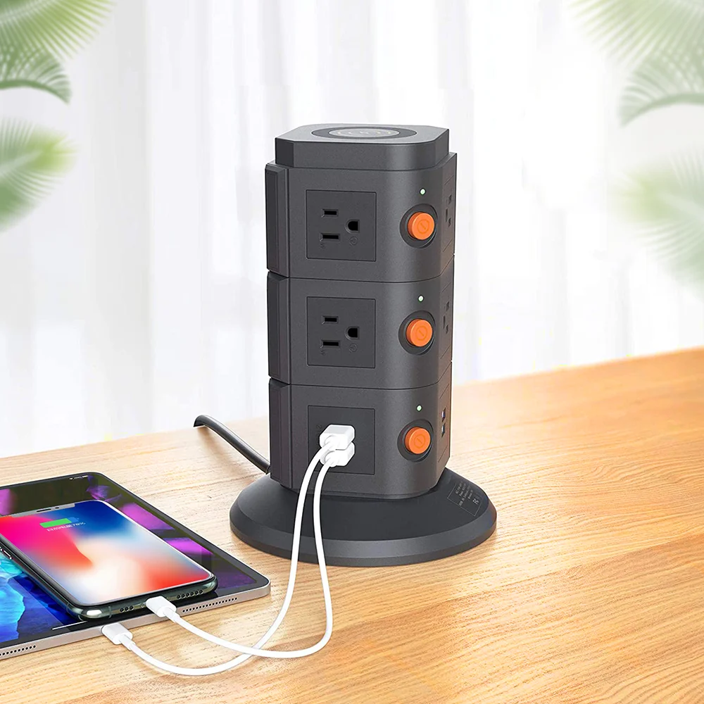  Американский удлинитель на 10 розеток 4 Usb-порта 3 в 1 беспроводное зарядное устройство стабилизатор напряжения сетевой фильтр с индивидуальным