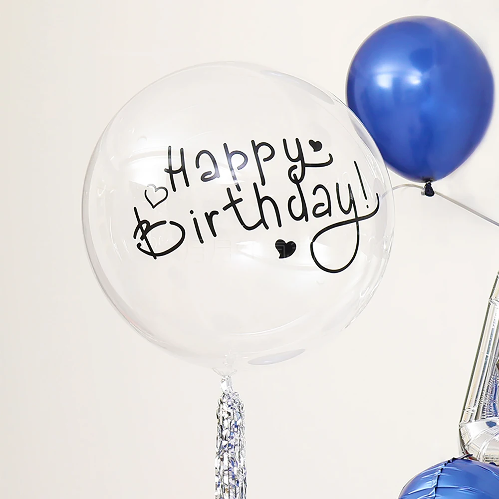 Happy Birthday Bobo Ball Transparent Balloon Sticker Wedding Bobo Balloon Stickers