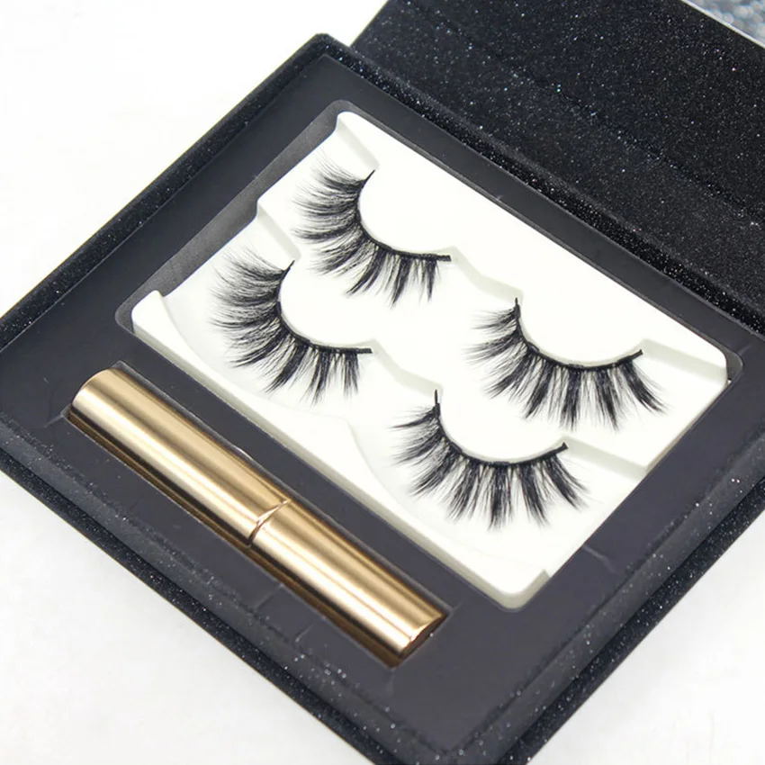 High quality no glue 3d magnetic eye lashes with 10 magnets and liner sets