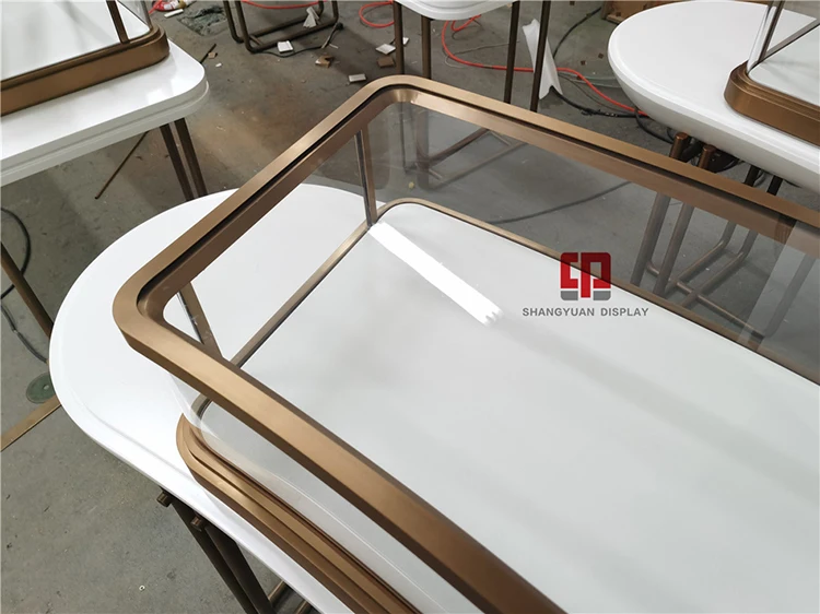 European-Style Jewelry Cabinet Design Shopping Mall High-End Gold Display Cabinet Stainless Steel Jewelry Glass Counter