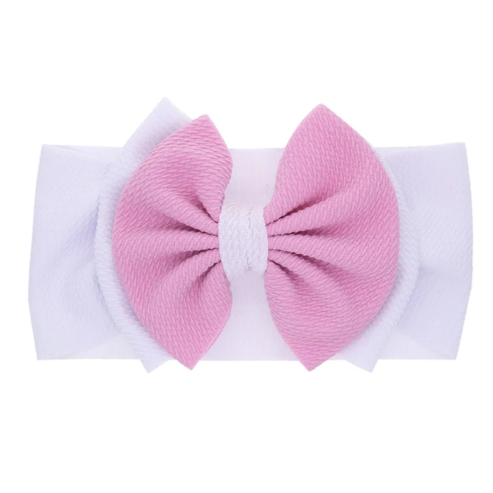Aliexpress hot selling Soft Rib Fabric bowknot hair accessories for children  pure color baby hairband kids multi color headband