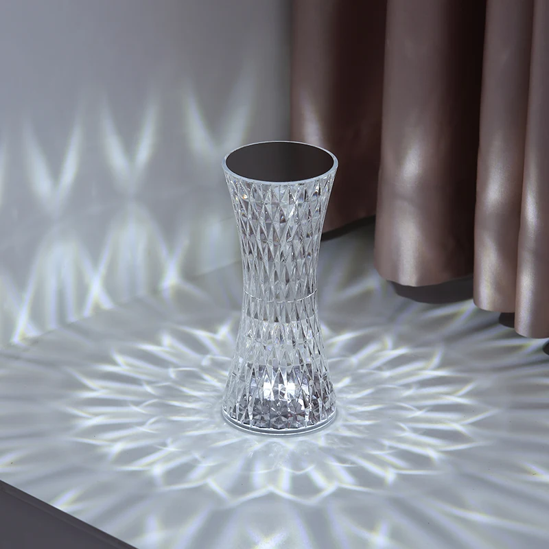 Portable Bedroom Transparent Prism Desk Led Night Light Acrylic Bedside Light Usb Charging Crystal Diamond Table Lamps