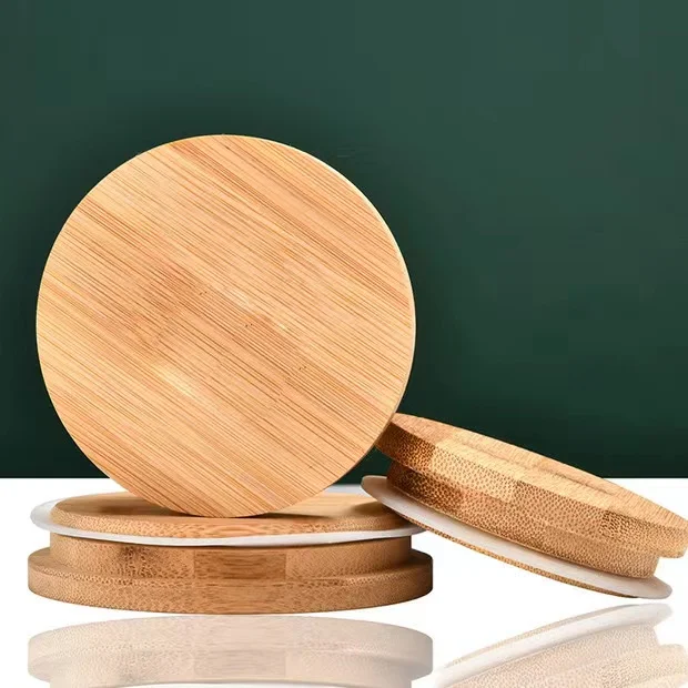 Customization Wooden Bamboo Lids Candle Glass Jars With Wood Covers Bamboo Lids For Candle Jar Storage Bottle Cup