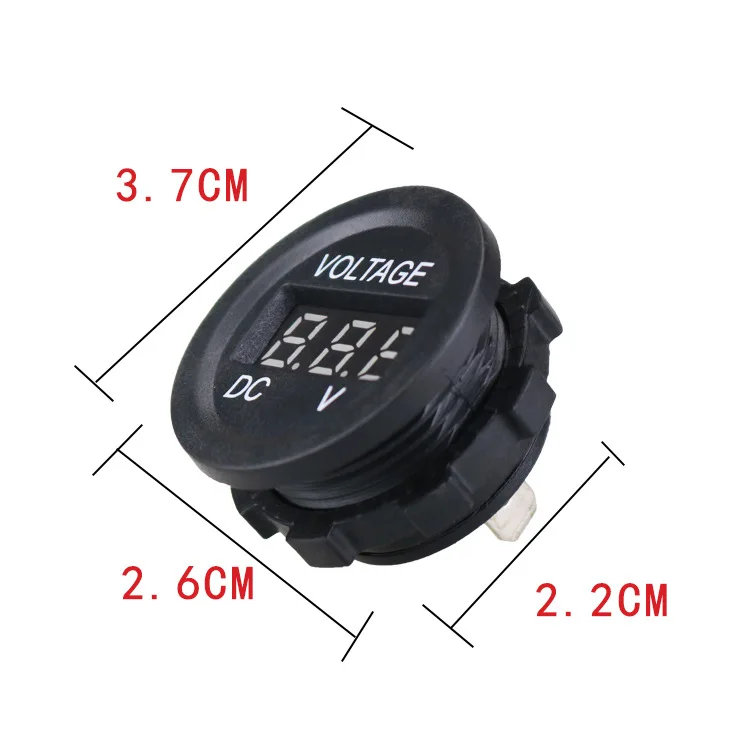 Waterproof round auto boat car  motorcycle DC6-30V LED panel mini digital voltage meter tester display voltmeter