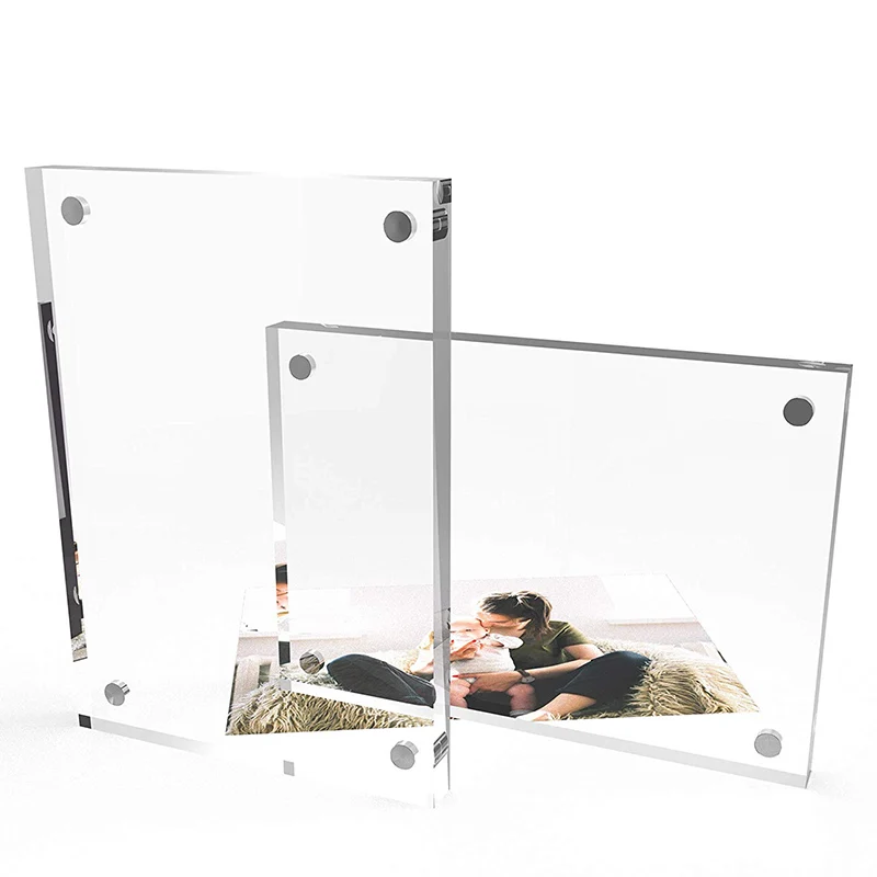10 мм + 10 мм 4x6 дюймов двухсторонняя кристаллическая акриловая фоторамка безрамный Настольный дисплей