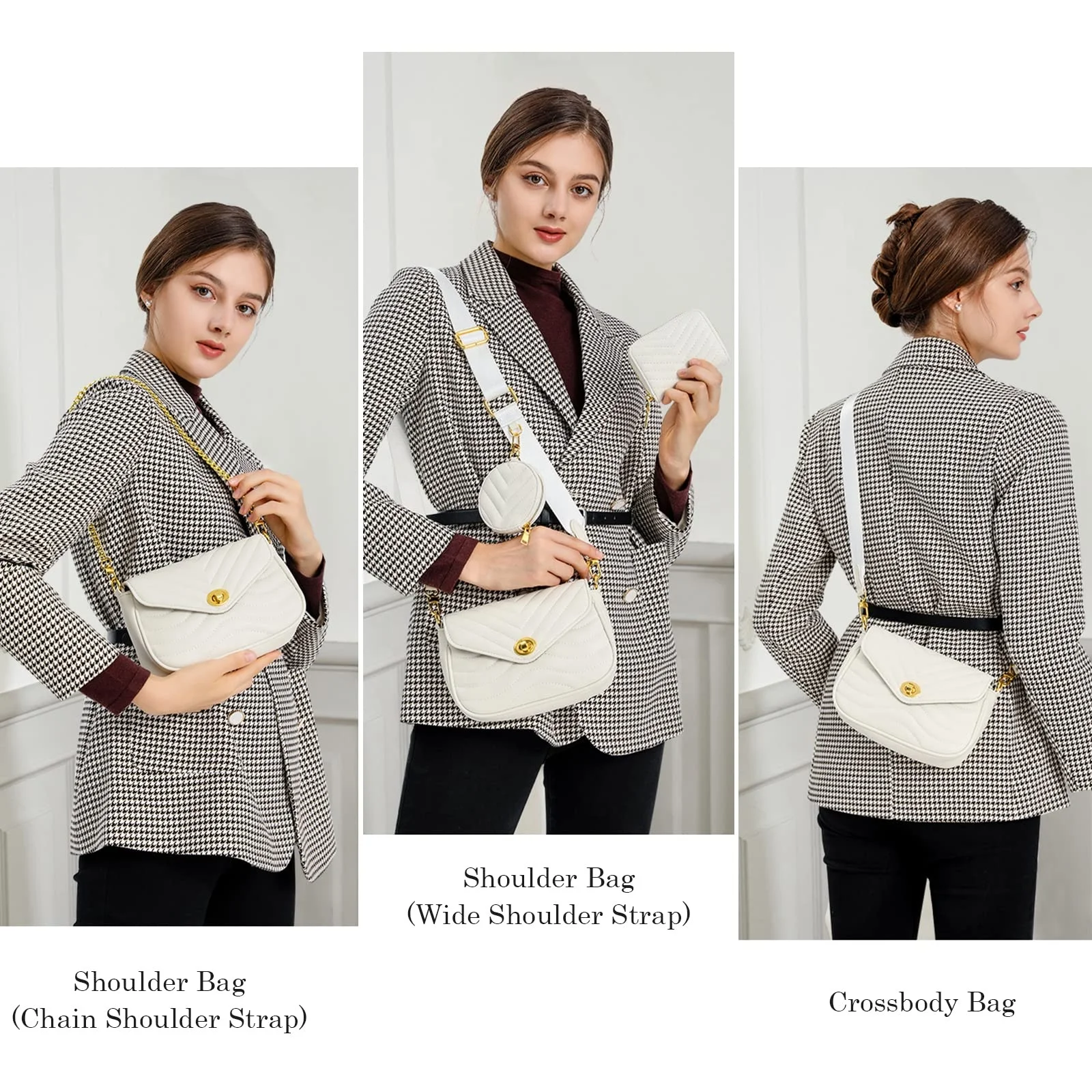 Fashionable 2 in 1 Luxury Shoulder Handbags Ladies Leather Designers Handbags Messenger Chain Bag for Women