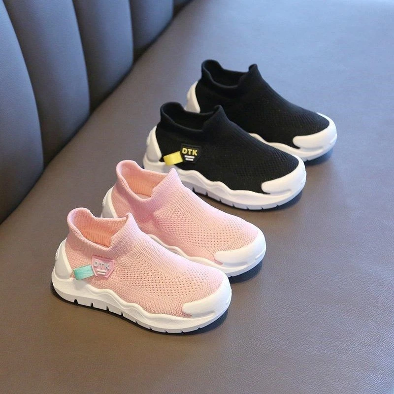 Fashion kids socks shoes children knitted breathable anti-slip sport shoes for boy and girl