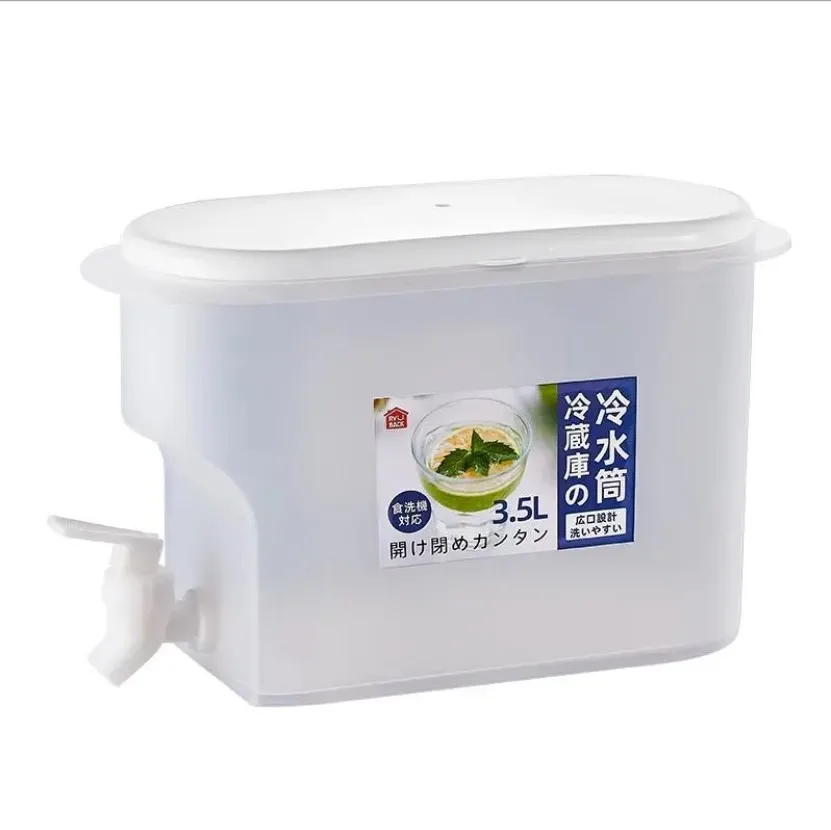 Factory 3.5L capacity plastic Cold water bucket with faucet ice black tea water fridge storage box drink dispensers