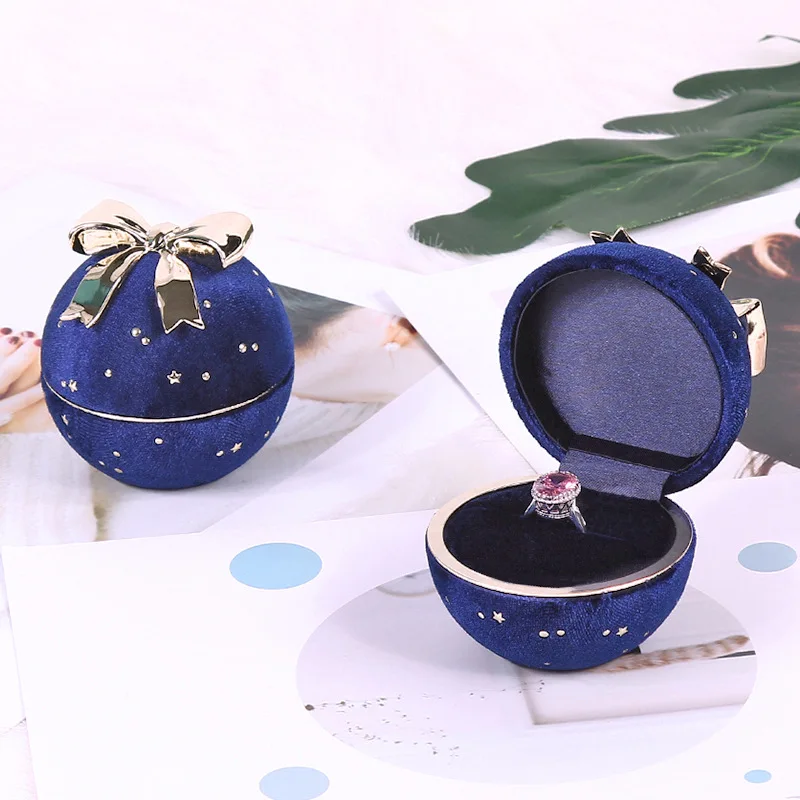 SSeeSY fashion luxury custom jewelry boxes round starry bow knot ring and pendant necklace high quality Christmas gift packaging