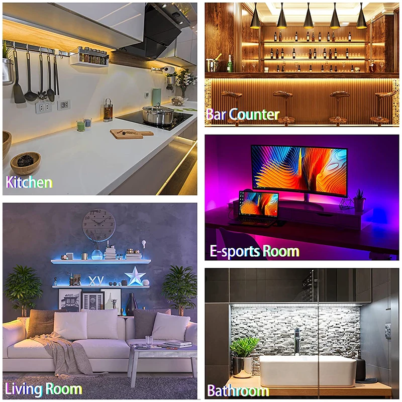 32ft Smart rgb led strip lights bluetooth app and IR 40 key with music sync 2835 rgb