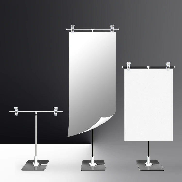 Height Adjustable Metal Clip Strip Sign Holder with Magnetic Base