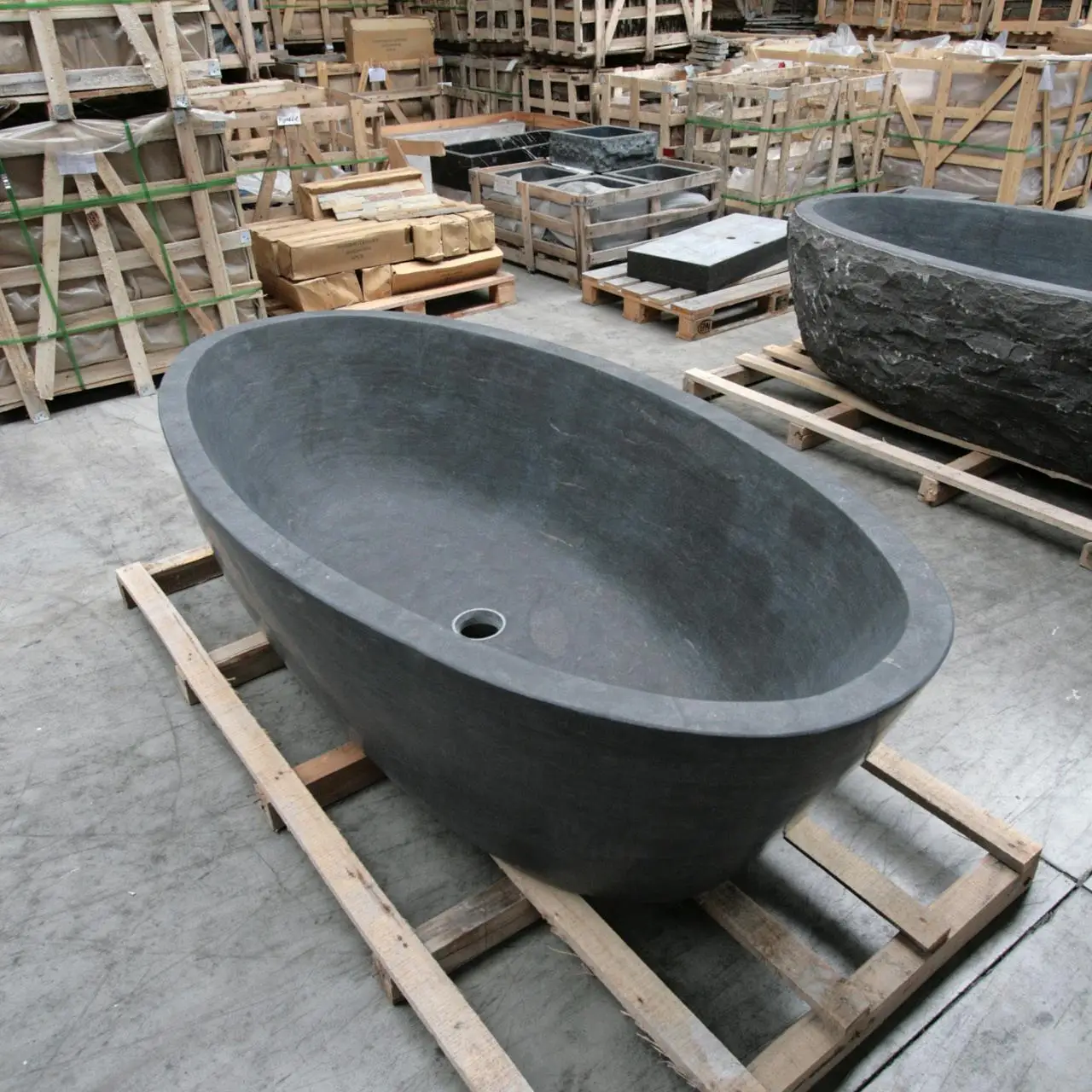 High Quality Freestanding Round stone Shower Bathtub Black marble Bathtub Handmade Bulk Product