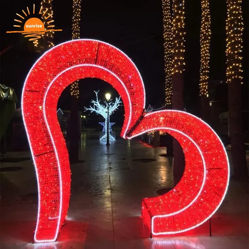Outdoor flashing decoration Christmas street light arch LED arch tunnel light 3d holiday square decoration theme light