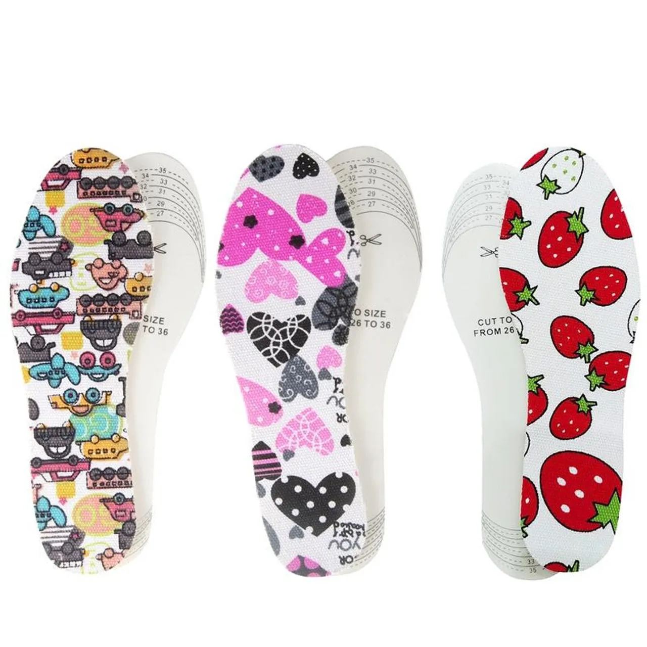 Soft Sweat Absorption Kids Cartoon Printed Foot Pad Latex Shoes Insoles For Children