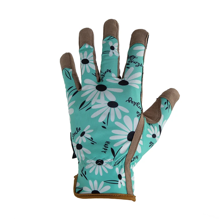 Fashion Floral Printing Labor Work Gloves Synthetic Leather Gloves Garden Work Gloves