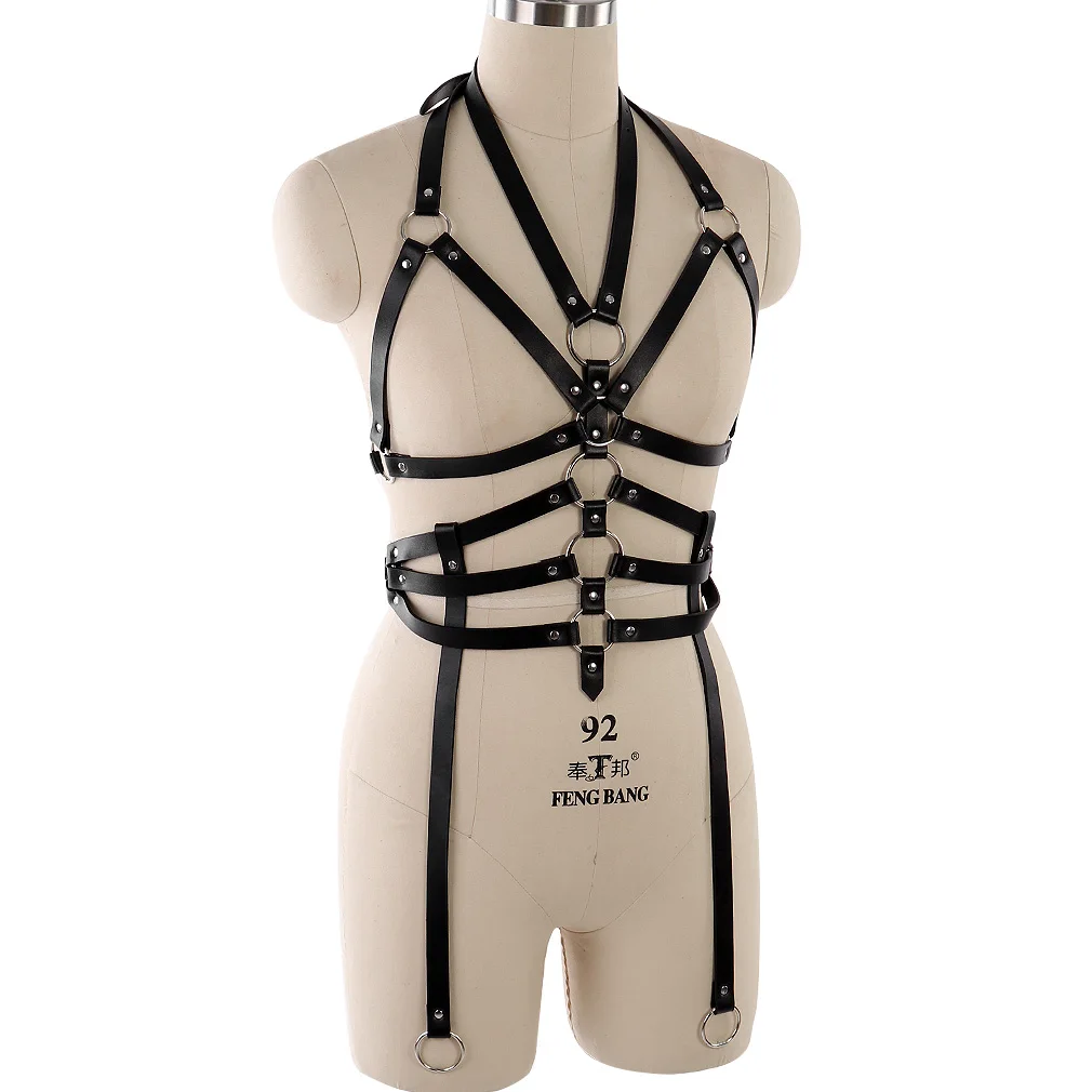Women Strappy Full Cage Body Harness Lingerie Garter Belt Hollow Crop Tops Bra Punk Gothic Sexy Underwear