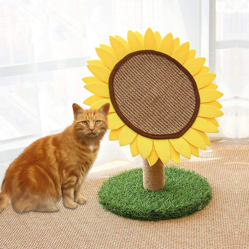 Novel design round cat scratching post small sisal claw sharpener sunflower cat tree scratcher cat toy