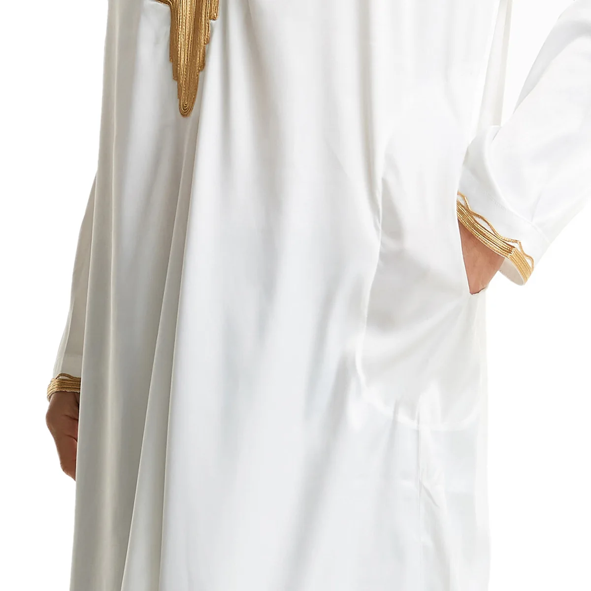 New Polyester Long Sleeve Islamic Men Dress Kaftan Jubah Abaya Jalabya Ethnic Arabic Thobe Thoub for Men clothing