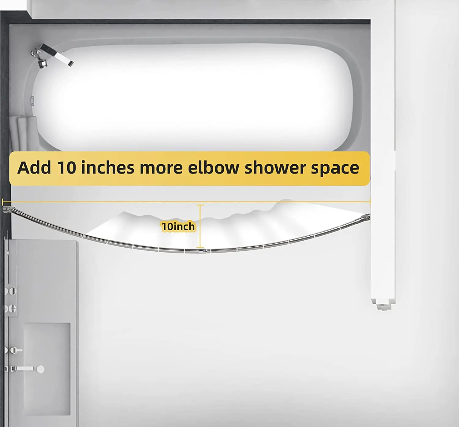 GALENPOO Adjustable Curved Shower Curtain Rod, Rustproof, Premium Stainless Steel 304, Telescoping Design Shower Rod