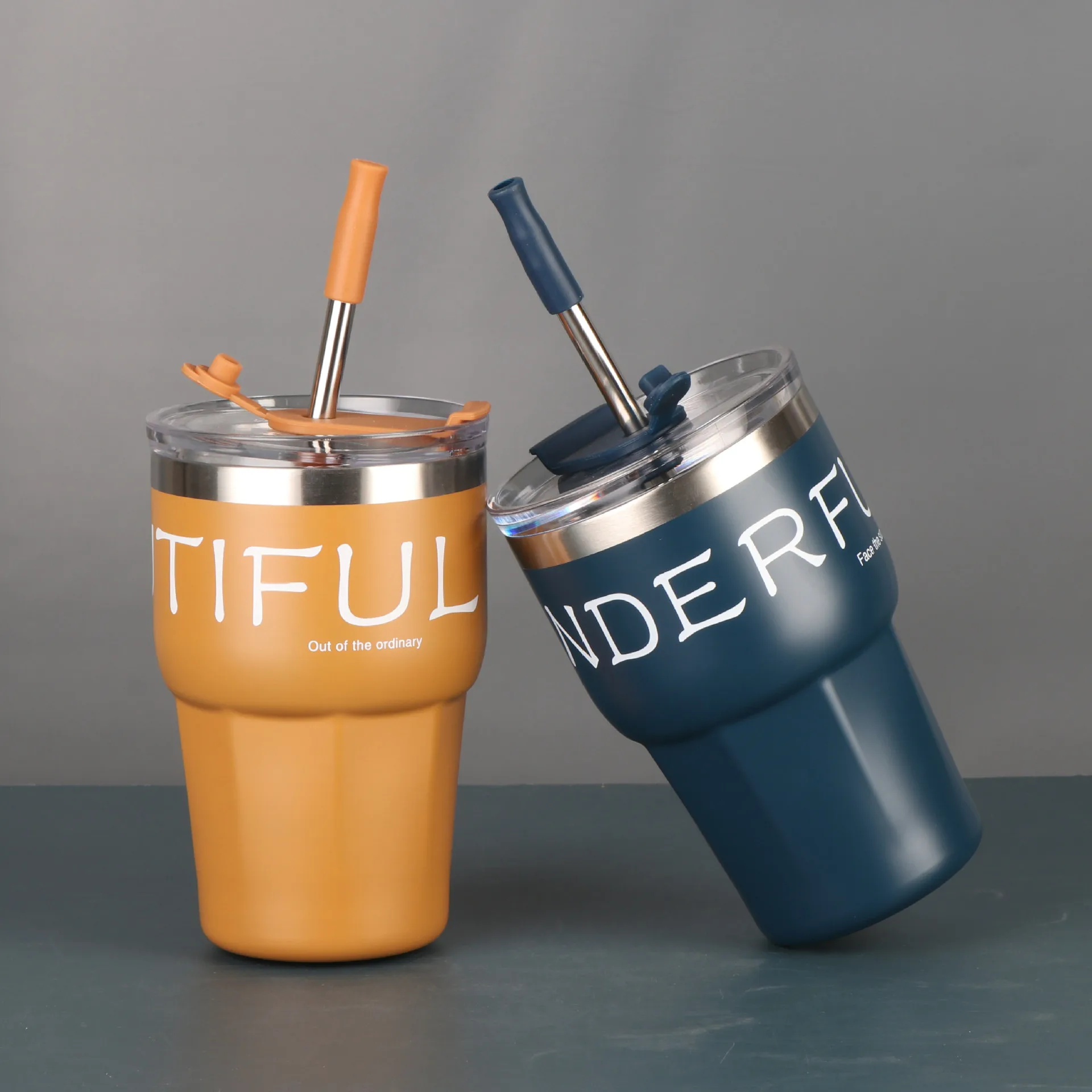 600ml Travel Grip 304 stainless steel  Insulated Cups Portable Custom Coffee Mugs with Logo Vacuum Double Wall with handle lid