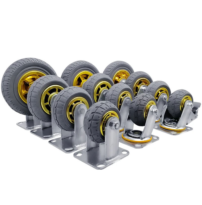 3 4 5 6 8 дюймовый Сверхмощный Ролик из пенорезины твердый сердечник большие машины установка мастерская Мягкие колеса боковой тормозной