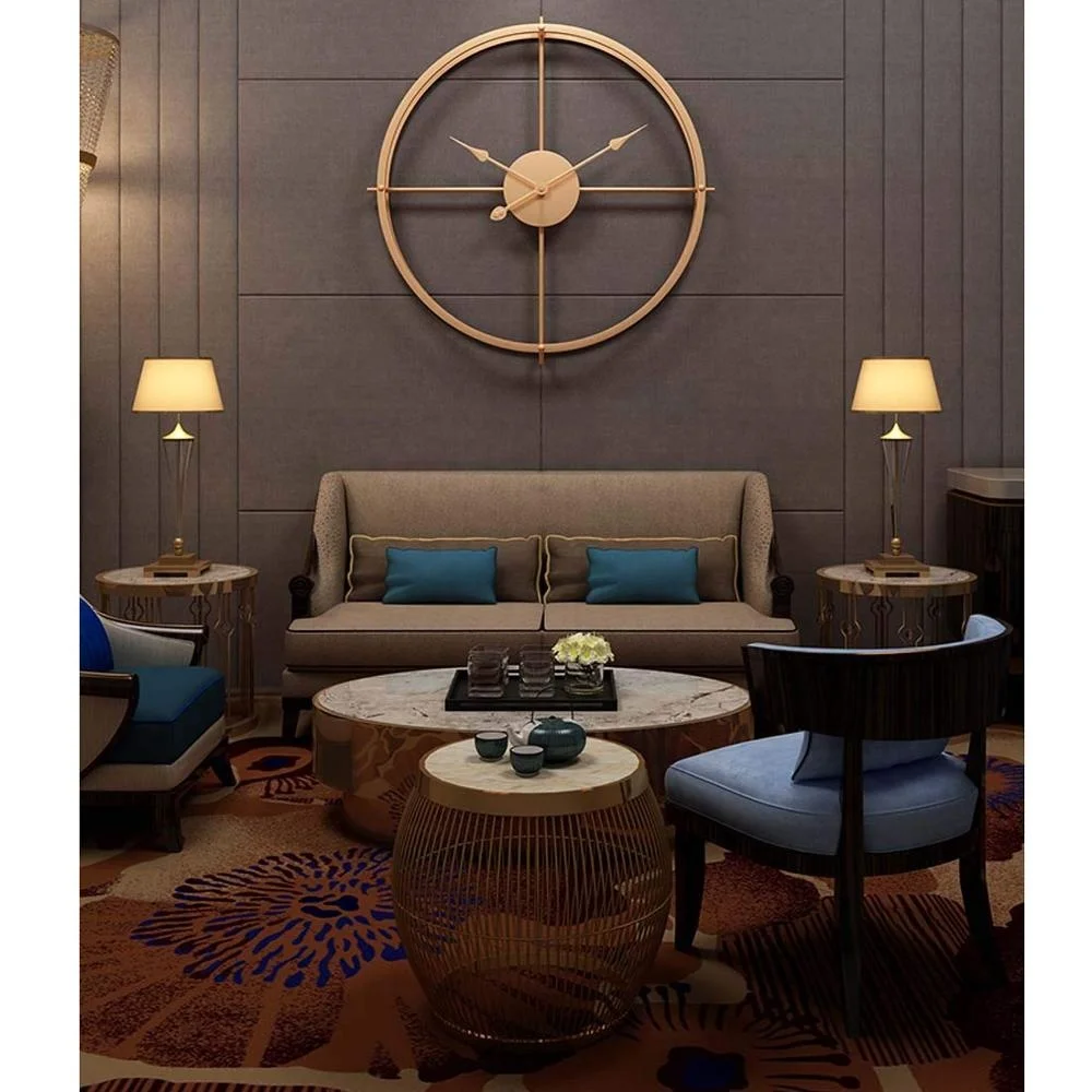 
Silent Modern Art Decorative Wall Clock Rustic Metal for Living Room 
