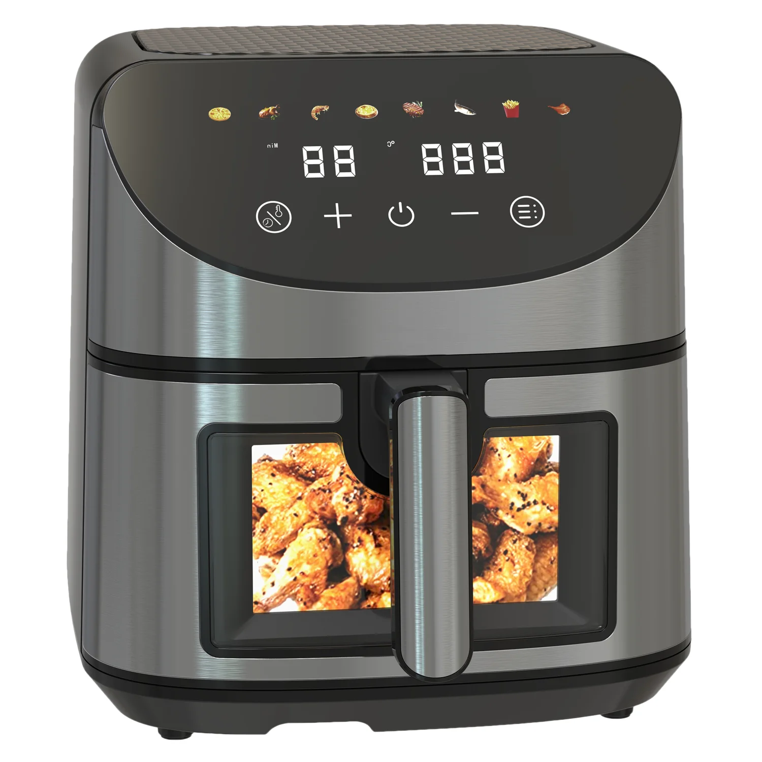 BSCI CB CE LVD EMC ETL GS 8L Large Digital LCD Touch Screen 1700W Clear Visual Cooking Window Nonstick Coating Smart Air Fryer