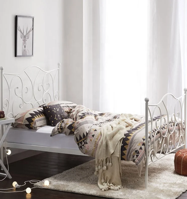
Latest Bedroom Furniture Luxury Bed Design Portable Iron Frame Bed Price 