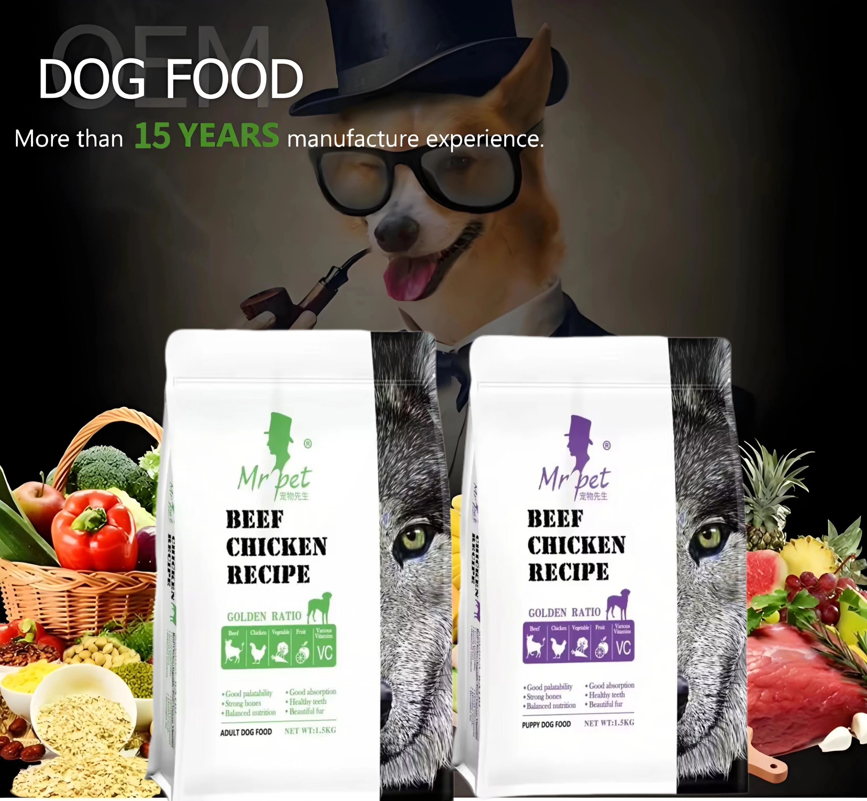 Hot Sell 10Kg Oem Customized Pet Food Supplier Factory High Protein Wholesale Bulk Grade Natural Organic Dry Dog Food