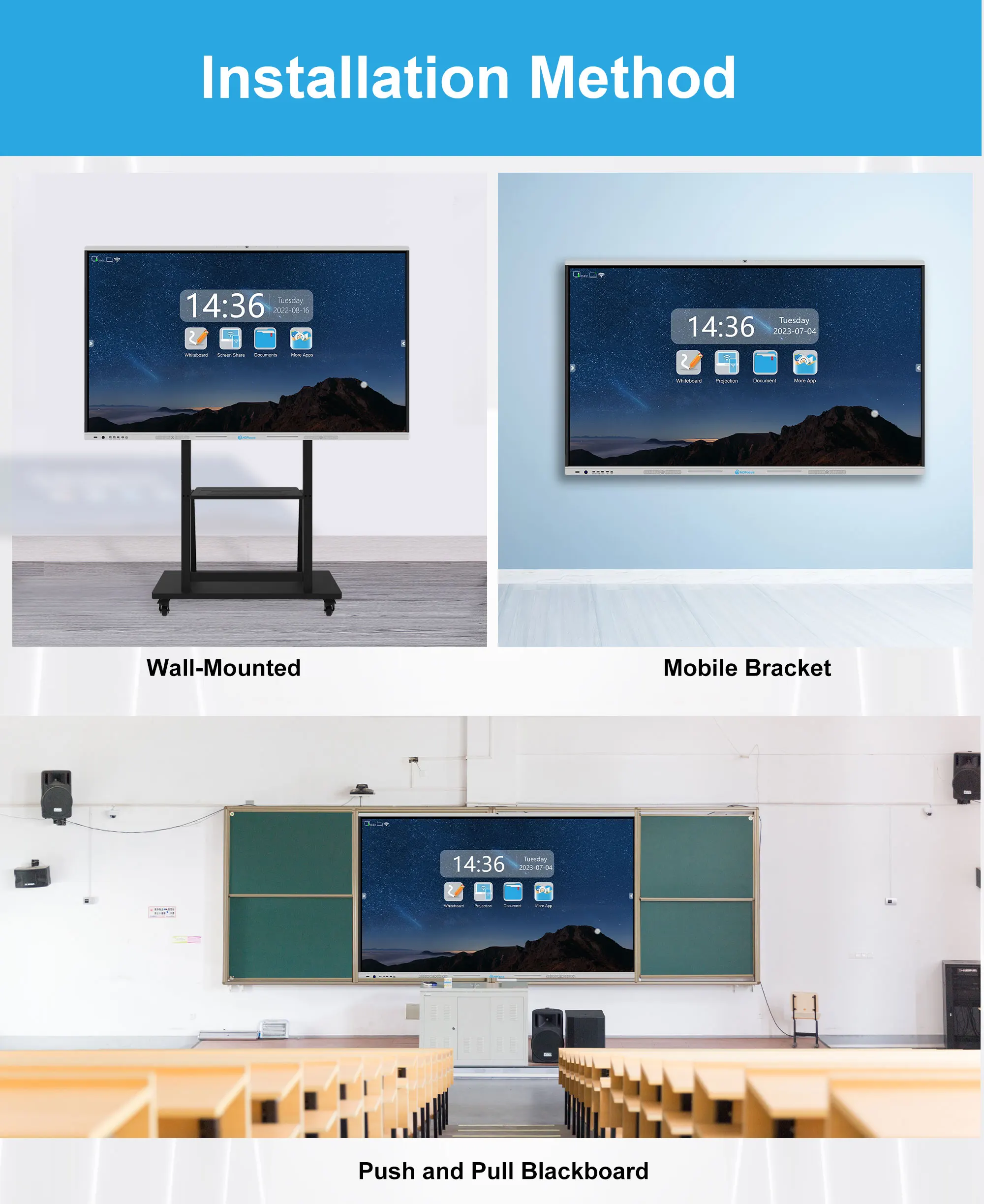 86-Inch Efficient Interactive Digital Whiteboard for Office Full HD and Android Pen/Touch Functionality