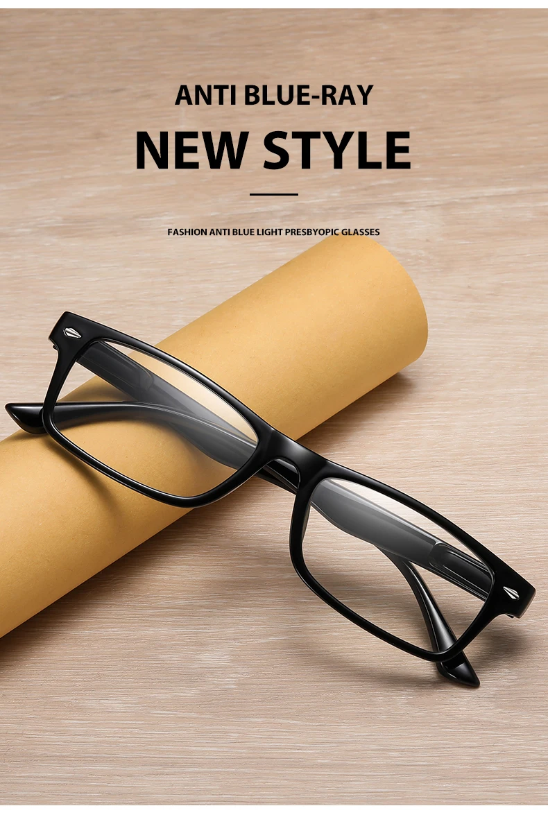 Rectangle frame spring hinge reading glasses 1.0 1.5 2.0 2.5 3.0 3.5 4.0 reading glasses blue light blocking anti blue light