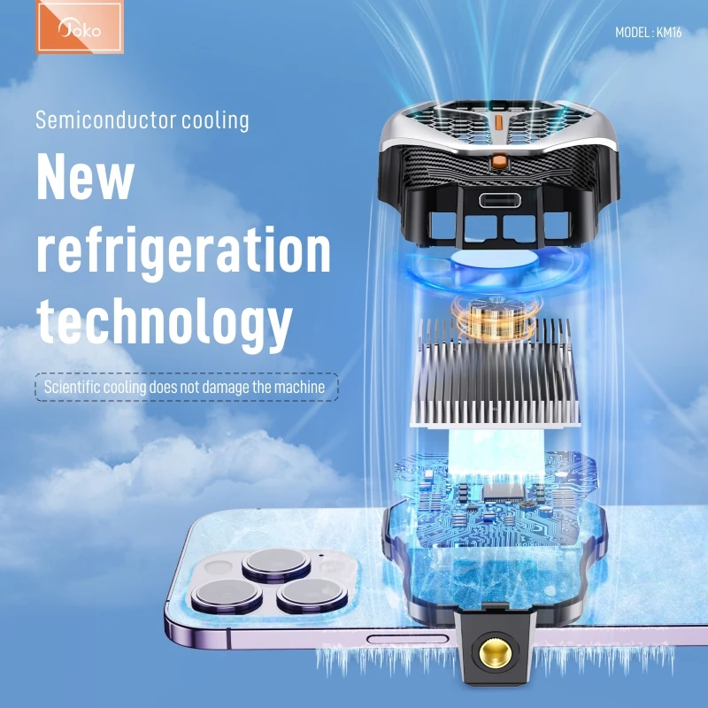 JOKO New Design Cooling Fan Cell Phone Radiator Mobile Phone Cooler With RGB light For Playing Gaming Watching Videos