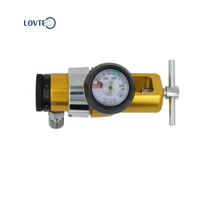 Lovtec two gauges Medical Grade CGA870 Oxygen regulator For medical Oxygen Cylinder plastic knorb